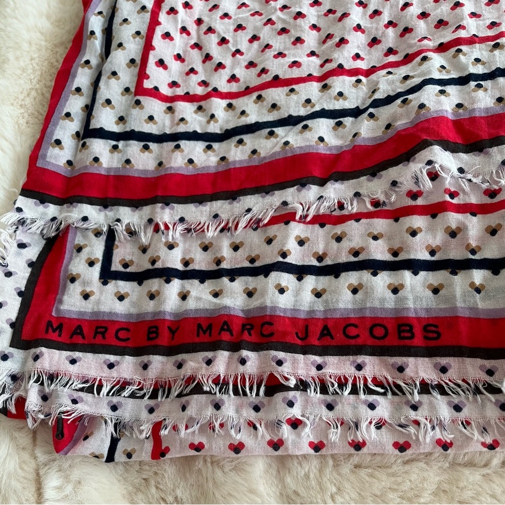 Marc by Marc Jacobs Red, Black and White Heart-Print Wrap, Scarf, Cover-up!